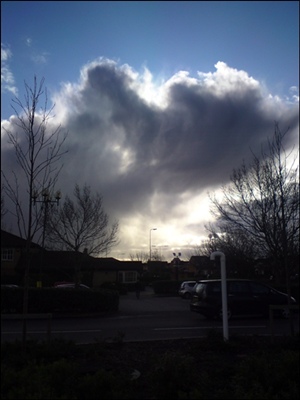 A hailstorm towers near Bristol, viewed here from Bradley Stoke, S. Glos. (Photo: Ian Fergusson)