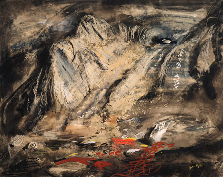 Jagged Rocks under Tryfan, 1949-50, ink, watercolour and gouache on paper, private collection © The John Piper Estate