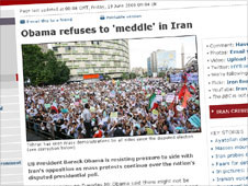 BBC News story Obama refuses to 'meddle' in Iran