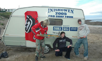 Move over Slater, here's the infamous protour caravan. Keith, Billy and Rosy doing some serious slacking. Pic: Billy 06