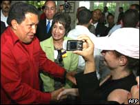 O presidente da Venezuela, Hugo Chávez, na Jamaica
