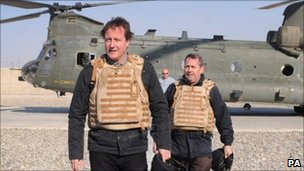David Cameron and Liam Fox in Afghanistan in 2009