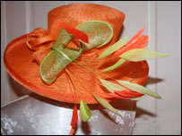 A hat in this year's colours, orange and lime.