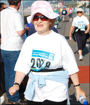 Crossing the finish line of the 3k fun run