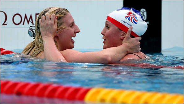 Adlington celebrates Olympic gold with Patten