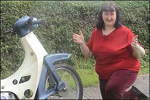 Sue Richardson and her moped