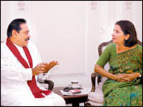 Nirupama Rao (r) with President Rajapaksa