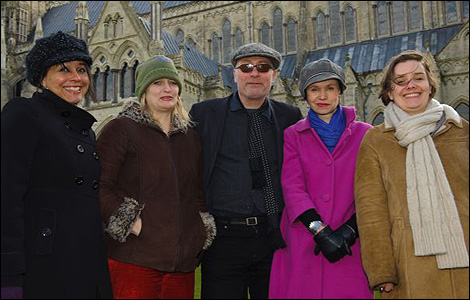 Louisa Adjoa Parker with the other project writers at Salisbury Cathedral