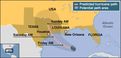 مسير حرکت توفان ريتا