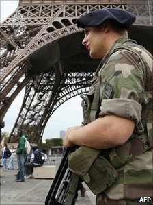 Soldier by the Eiffel Tower