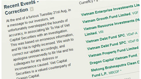 Thông báo đính chính của Dragon Capital 