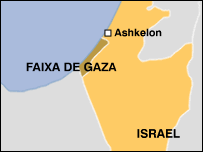 Mapa de Ashkelon, em Israel