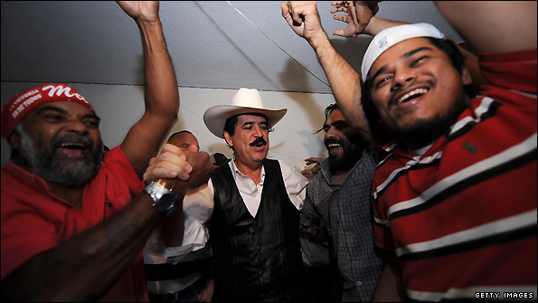 Ousted president Manuel Zelaya celebrated Honduras's qualification