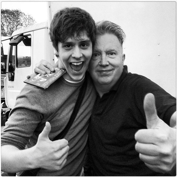 George Montague & Tom Robinson backstage at Concert At The Kings, All Cannings, Wiltshire