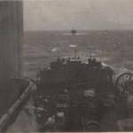 Line ahead. A view astern. An LST in our wake.