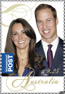 Australian stamp commemorating the royal wedding