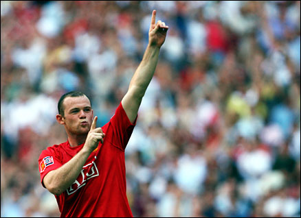 Manchester United's Wayne Rooney celebrates his winning penalty in last Sunday's Community Shield