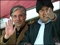 Vice-presidente boliviano, Garcia Linera, com Evo Morales