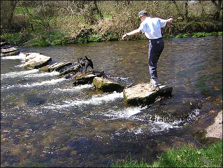 Jo Bishop and Bella at the River Barle
