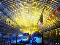 Eurostar trains at St Pancras station