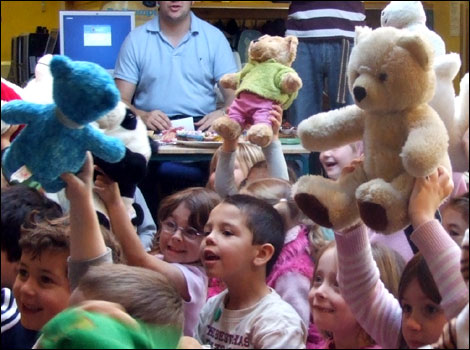 Pudsey Bear started his day by visiting Janvrin