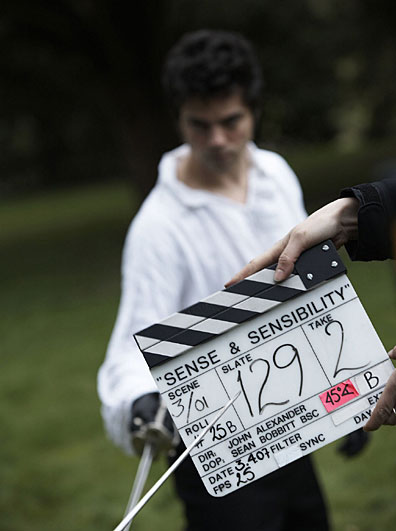 Dominic Cooper on set