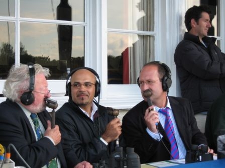Geoff Webster with Keith Graham and Zulfiqar Shahid commentating for BBC Radio Scotland on the Scotland v Pakistan one day cricket international.