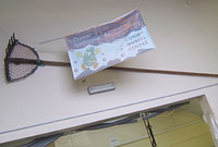 Rhwyd a fforch bysgota cregyn gleision draddodiadol