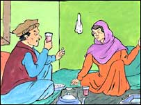 صابره با مجيد برادرش حرف می زند.