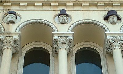 Sculptures showing Tanky Smith in various disguises 