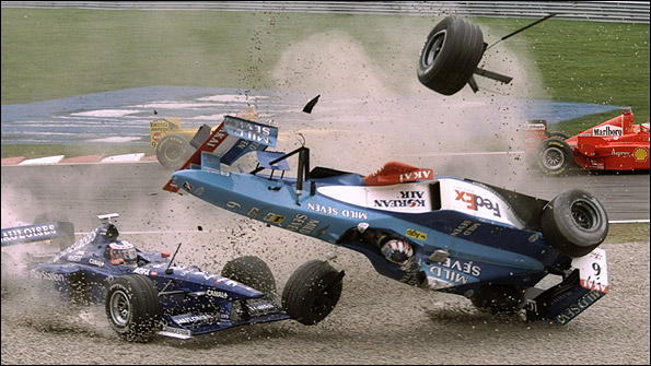 Alexander Wurz rolls his Benetton at the first start of the 1998 Canadian Grand Prix
