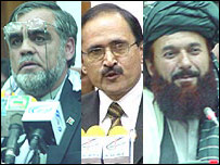 از چپ به راست يوسف پشتون، اميرزی سنگين و اکبر اکبر