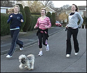Alison and her daughters running