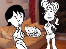 Helen and Alice in the sitting room