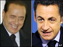 Silvio Berlusconi and Nicolas Sarkozy