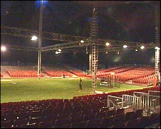 Inside the tent: showing the area where the ice rink will be laid