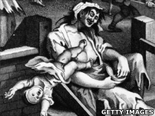 Gin Lane (19th-Century engraving by Henry Adlard after the Hogarth original)