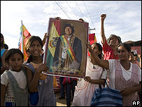 Manifestação de apoio ao presidente da Bolívia, Evo Morales