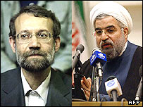 علی لاريجانی و حسن روحانی (راست)