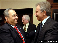 Tony Blair gặp bộ trưởng quốc phòng Israel Ehud Barak