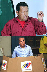 Hugo Chávez e Manuel Rosales, candidatos à Presidência da Venezuela