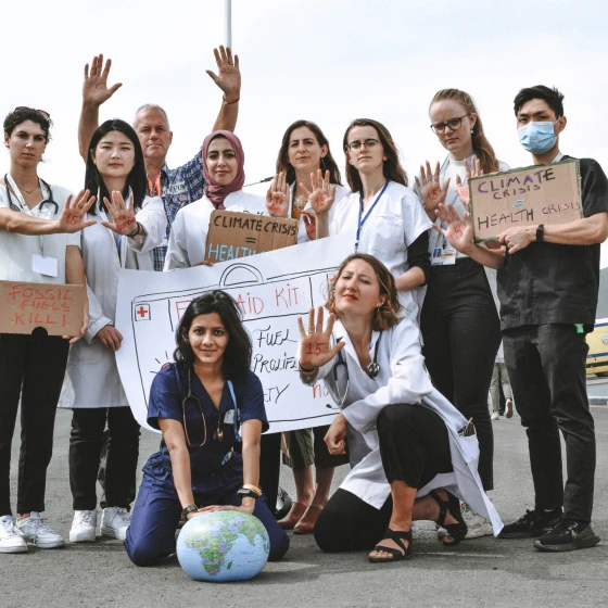 Young healthcare workers stood as a group.